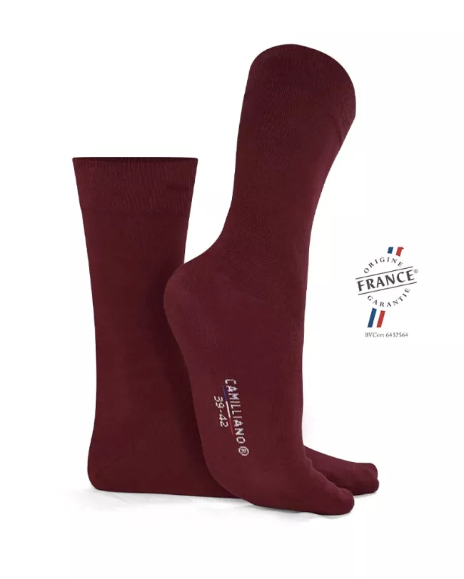 Chaussettes Bordeaux Coton Bio pour homme • Camilliano