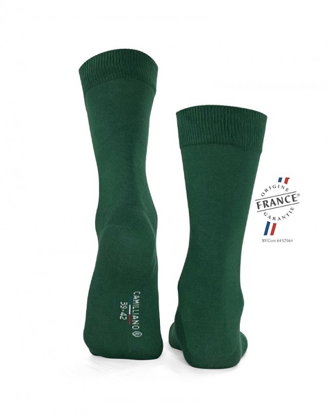 Chaussettes pour homme lot de 2 coton bio vert/noir - 95/5