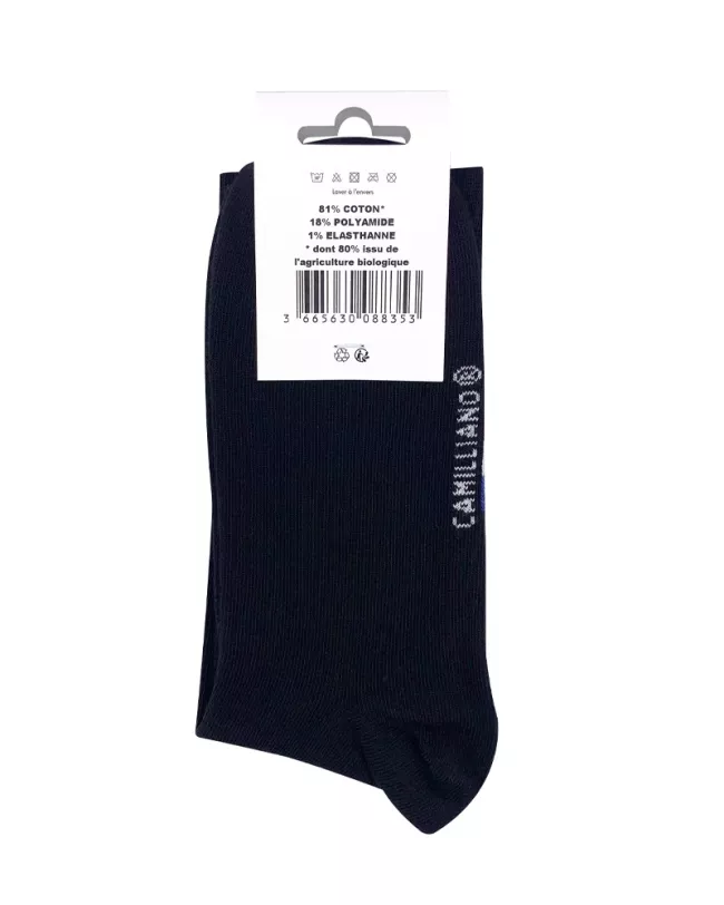 Chaussettes Noires pour homme en Coton Bio Made in France • Pack de 4 paires • Camilliano