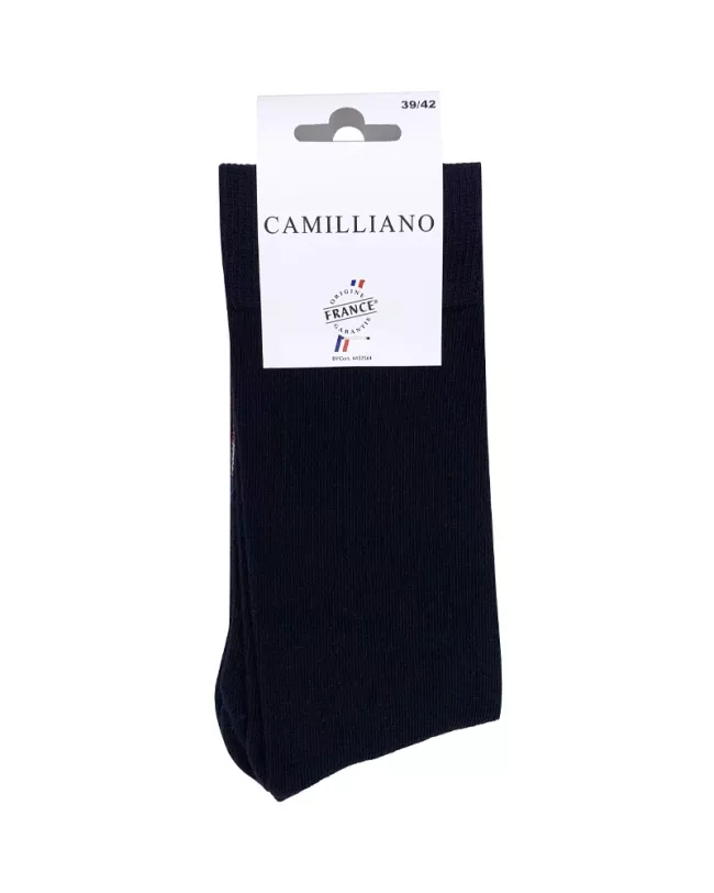 Chaussettes Noires pour homme en Coton Bio Made in France • Pack de 4 paires • Camilliano