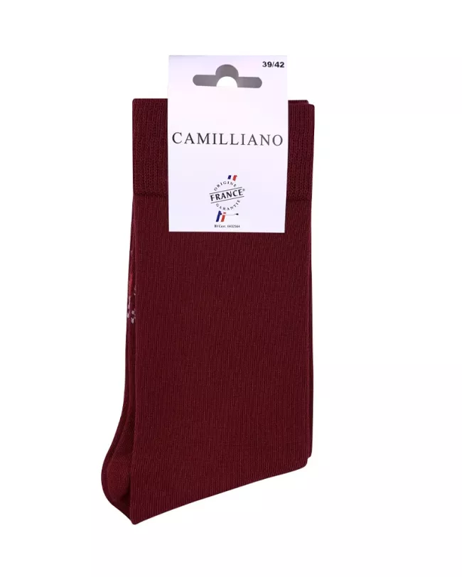 Chaussettes Bordeaux pour hommes Coton Bio fabriquées en France • Pack de 4 paires • Camilliano