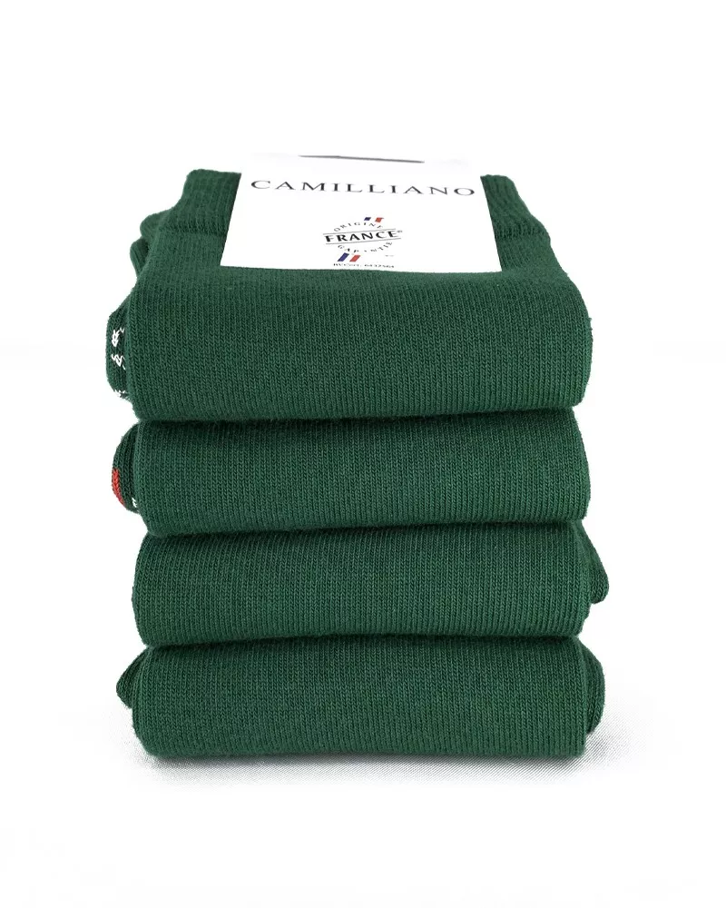 Chaussettes Vertes pour homme en Coton Bio Made in France • Pack de 4 paires • Camilliano