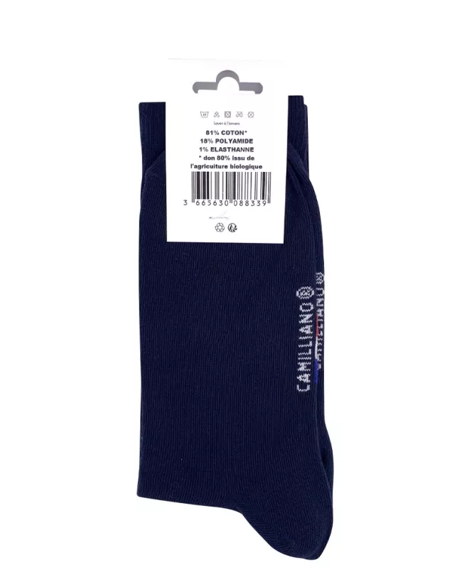 Chaussettes Bleu Marine Made in France en Coton Bio • Pack de 4 paires • Camilliano