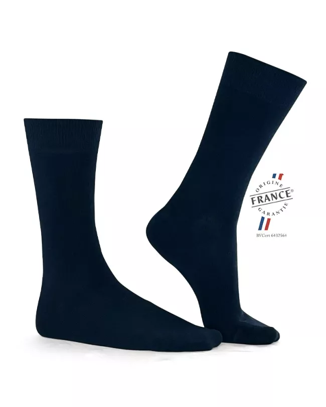 Chaussettes Bleu Marine Made in France en Coton Bio • Pack de 4 paires • Camilliano