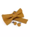 Noeud Papillon, Boutons de Manchettes et Pochette costume en Lin couleur Ocre • Camilliano