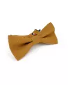 Noeud Papillon, Boutons de Manchettes et Pochette costume en Lin couleur Ocre • Camilliano