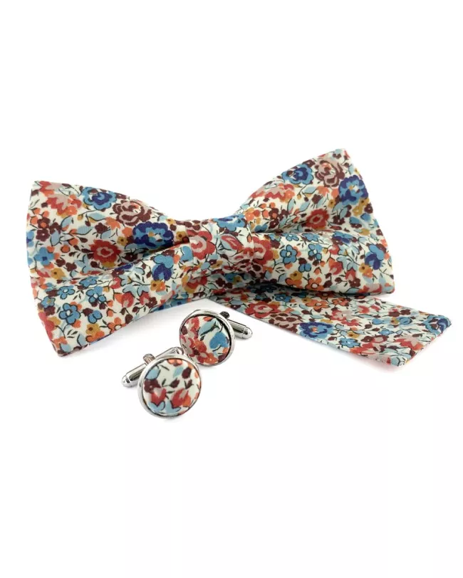 Coffret Noeud Papillon en tissu fleuri liberty • Camilliano