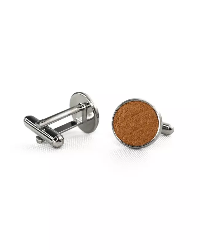 Boutons de manchettes cuir camel • Camilliano