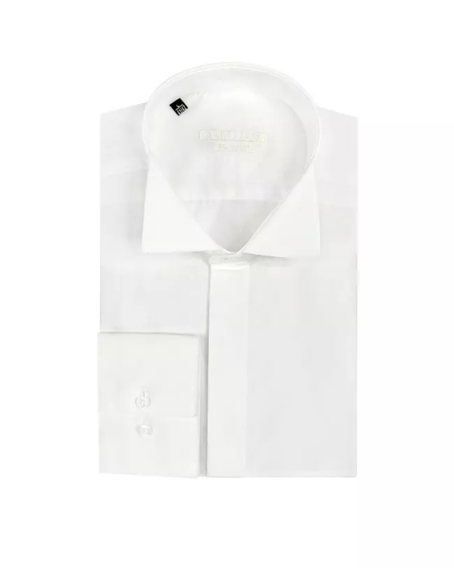 Chemise 100% coton col cassée couleur ivoire • Camilliano